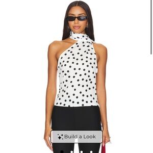 More to come rialta top Chic One-Shoulder Polka Dot Blouse